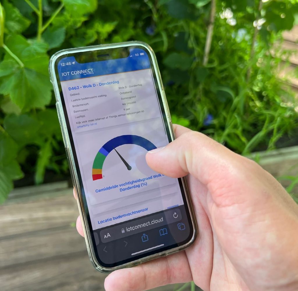 Bodemvochtmeting in de app van SmartCity-IoT